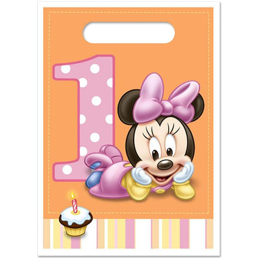 Disney Minnie Mouse 1st Birthday Treat Bags, 9 x 6.5 inch, 8 count
