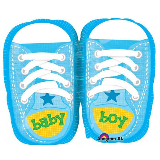 Baby Boy Shoes SuperShape Foil Balloon, 22 x 18.5 inch, each