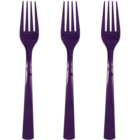 Deep Purple Forks Reusable Plastic, 6 inch, set of 18