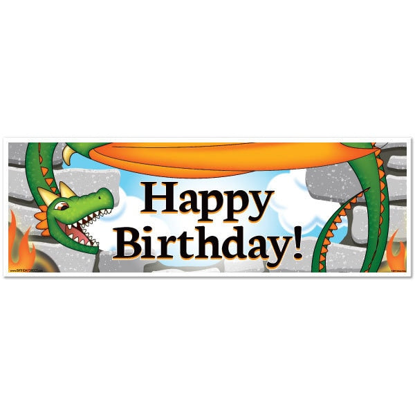 Dragon Castle Birthday Tiny Banner, 8.5x11 Printable PDF Digital Download by Birthday Direct