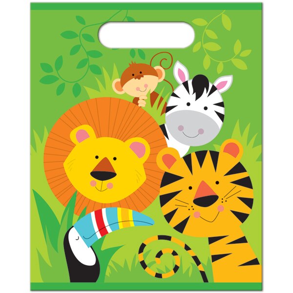 Jungle Safari Fun Loot Bags, 6.5 x 9 inch, 8 count