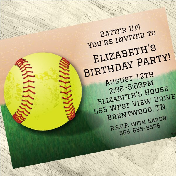 Birthday Direct's Softball Party Custom Invitations
