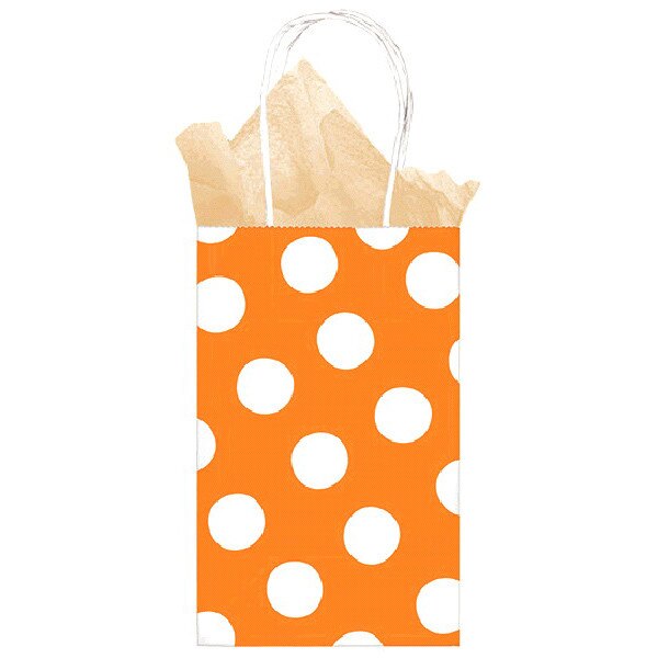 Orange Polka Dot Gift Bag, 3 Count