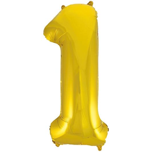 Gold Number 1 Foil Balloon, 34 inch, each