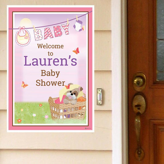Birthday Direct's Clothesline Puppy Baby Shower Pink Custom Door Greeter
