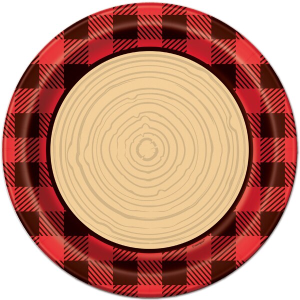 Plaid Lumberjack Dinner Plates, 9 inch, 8 count
