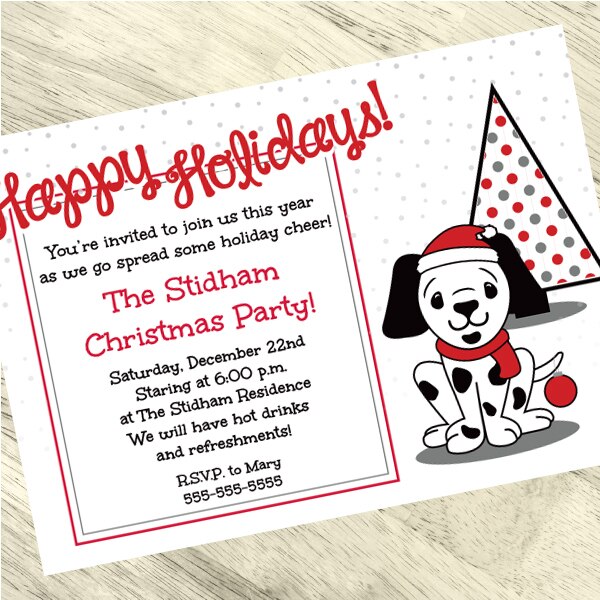 Birthday Direct's Christmas Dog Party Custom Invitations