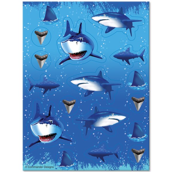 Shark Birthday Stickers, set, 4 count