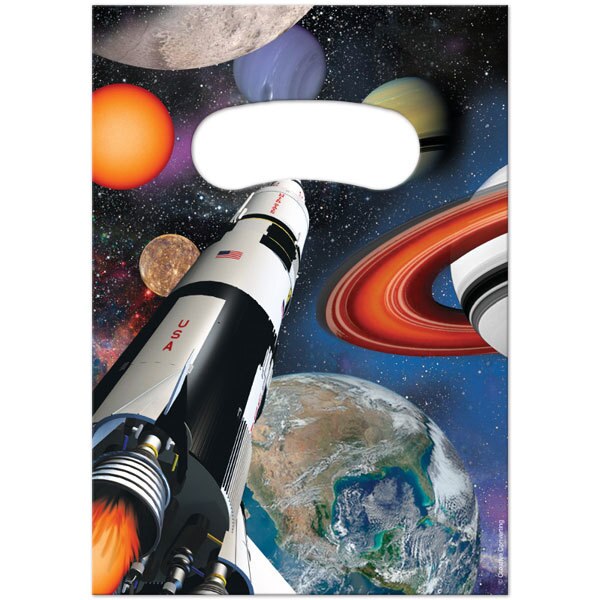 Space Solar System and Rocket Treat Bags, 6.5 x 9 inch, 8 count