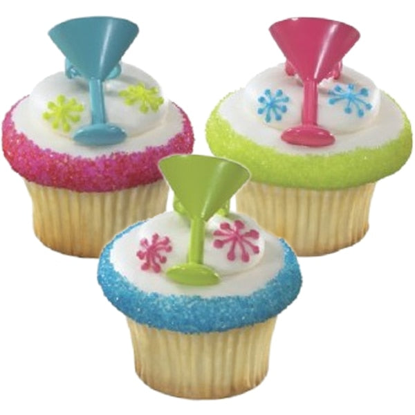 Summer Cocktails Cupcake and Favor Rings, decor, set of 24