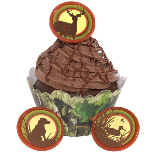 Camouflage Woodland Hunting Cupcake and Favor Rings, decor, set of 24