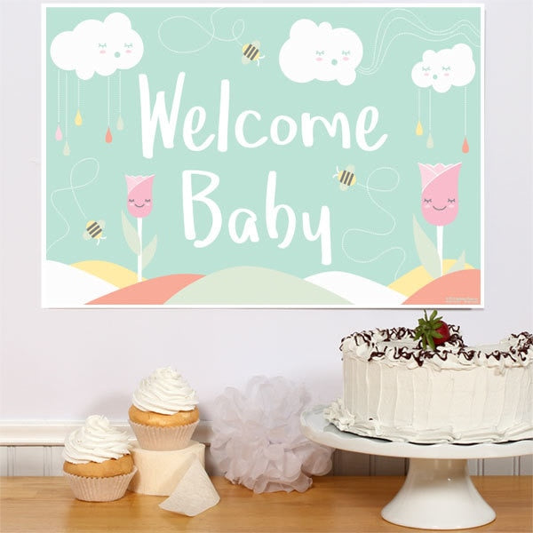Sunshine Clouds Baby Shower Sign, 8.5x11 Printable PDF Digital Download by Birthday Direct