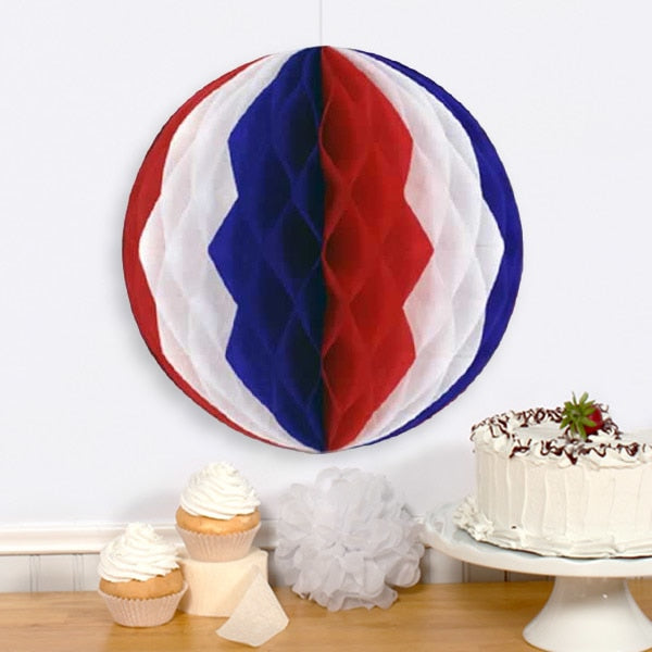 Red White and Blue Tissue Ball, 14 inch, each