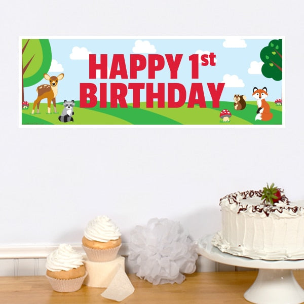 Woodland Animals 1st Birthday Tiny Banner, 8.5x11 Printable PDF Digital Download by Birthday Direct