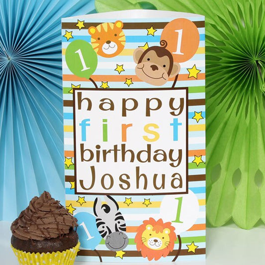 Birthday Direct's Zoo Stripes 1st Birthday Custom Centerpiece