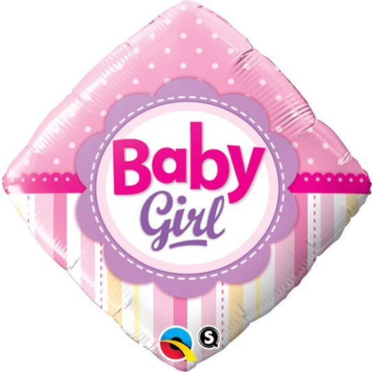 Baby Girl Dots and Stripes Foil Balloon, 18 inch, each