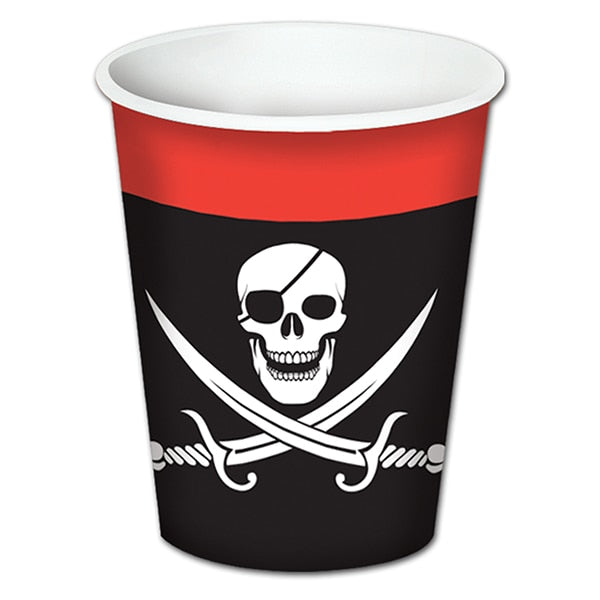 Pirate Jolly Roger Cups, 9 ounce, 8 count
