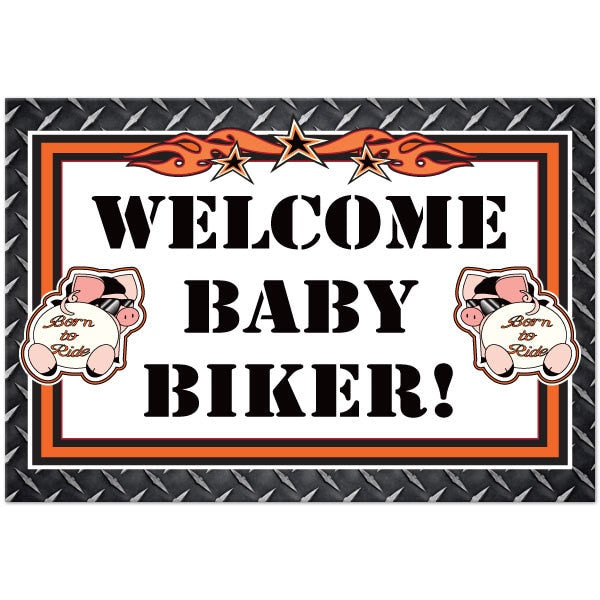 Motorcycle Biker Babe Baby Shower Sign, 8.5x11 Printable PDF Digital Download by Birthday Direct