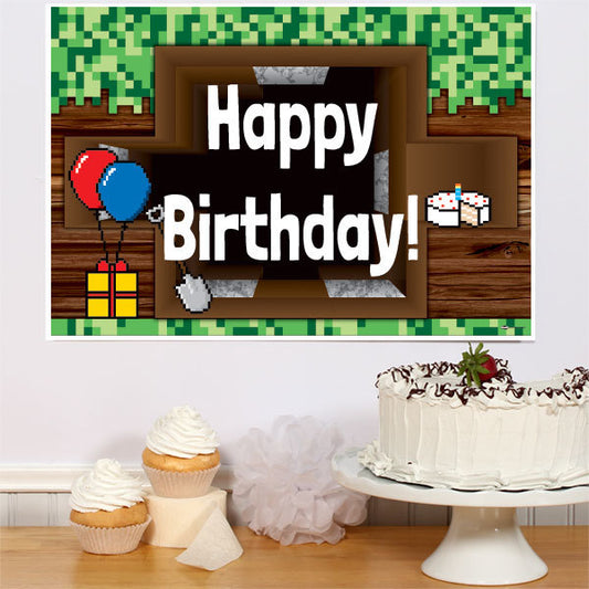 Pixel Craft Birthday Sign, 8.5x11 Printable PDF Digital Download by Birthday Direct