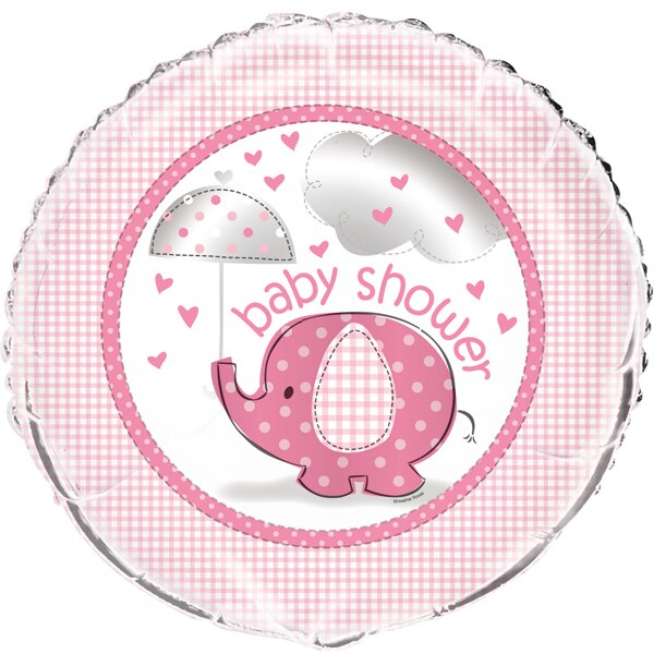Elephant Baby Shower Pink Foil Balloon, 18 inch, each