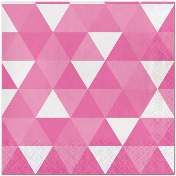 Candy Pink Geometric Lunch Napkins, 6.5 inch fold, set of 16