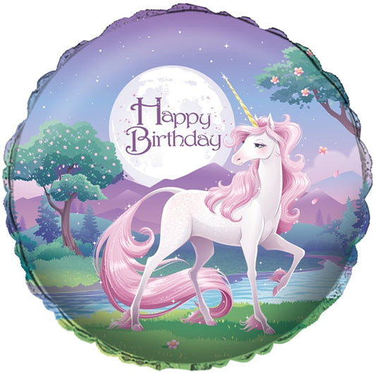 Unicorn Fantasy Birthday Foil Balloon, 18 inch, each