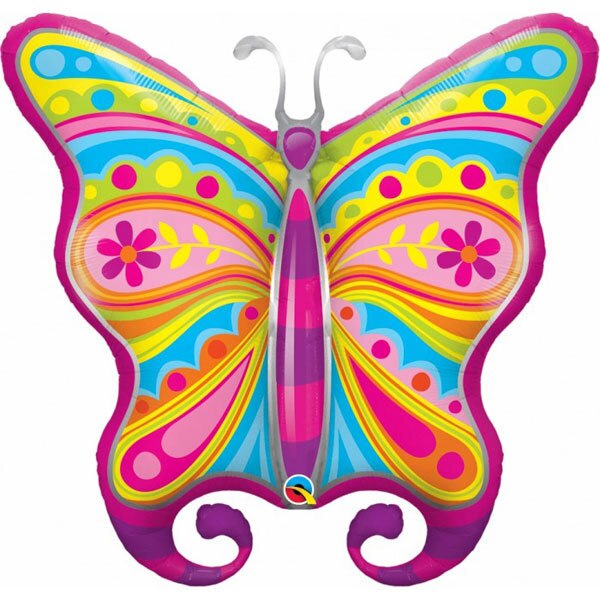 Butterfly Party Balloon Paisley Large Shape Foil, 39 inch, each