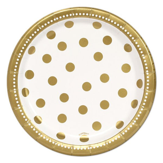 Golden Birthday Dessert Plates, 7 inch, 8 count
