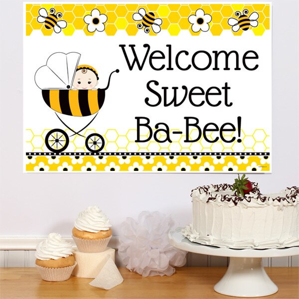 Bumble Bee Baby Shower Sign, 8.5x11 Printable PDF Digital Download by Birthday Direct