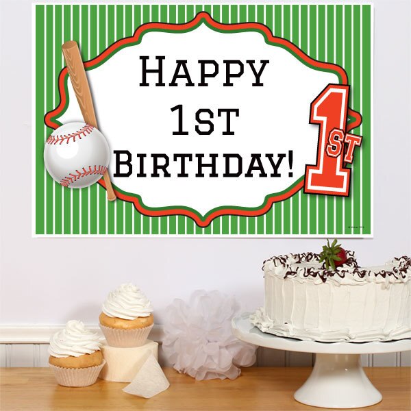 Baseball 1st Birthday Sign, 8.5x11 Printable PDF Digital Download by Birthday Direct
