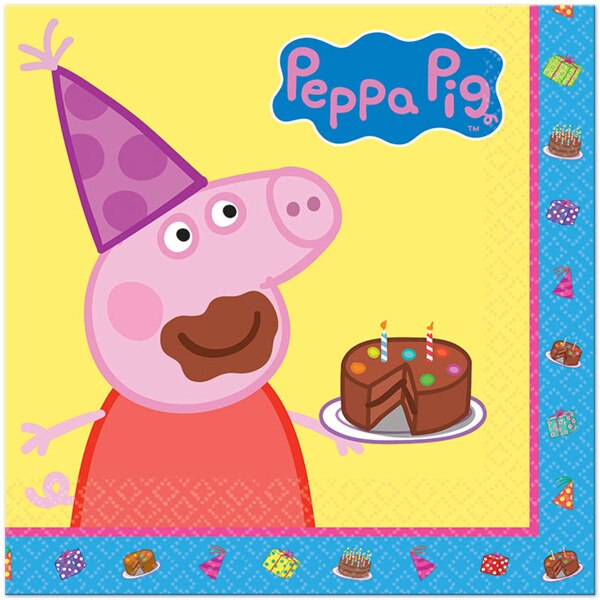 Peppa Pig Lunch Napkins, 6.5 inch fold, set of 16