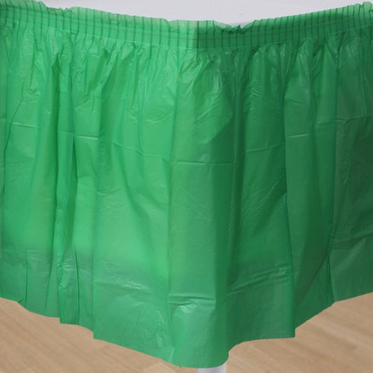 Emerald Green Table Skirt, Plastic, 14 ft x 29 in