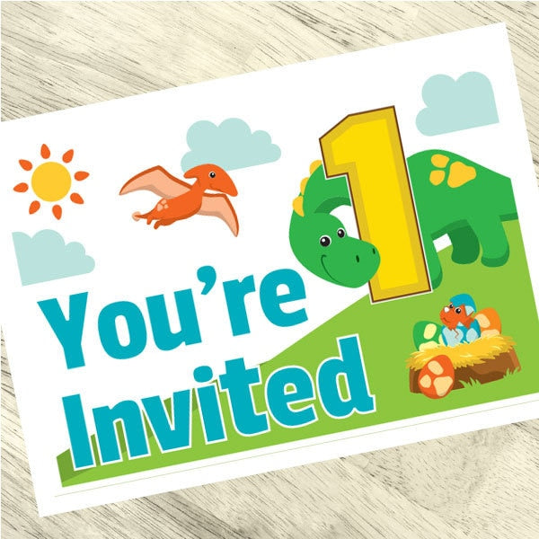 Birthday Direct's Little Dinosaur 1st Birthday Invitations