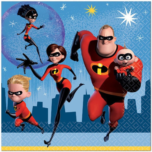 Incredibles 2 Lunch Napkins, 6.5 inch fold, set of 16