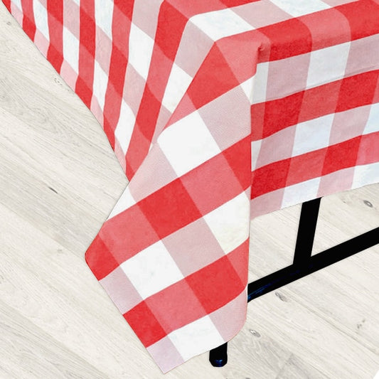 Red and White Plaid Table Cover, 54 x 108 inch