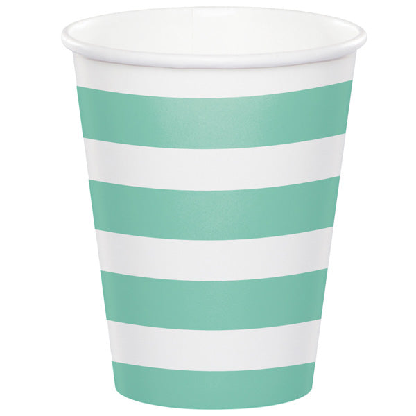 Fresh Mint Dots and Stripes Cups, 8 oz, 8 ct