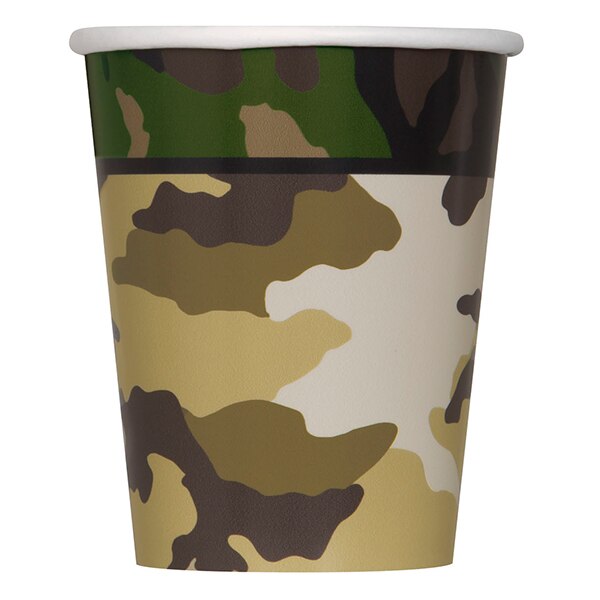 Camouflage Warrior Cups, 9 ounce, 8 count