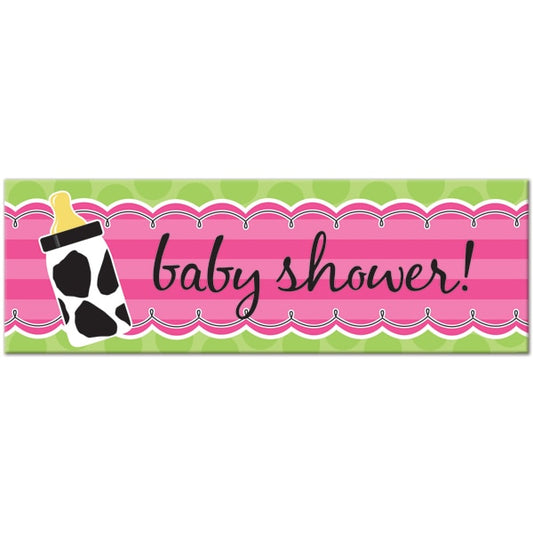 Baby Girl Cow Print Giant Banner, 60 x 20 inch, each