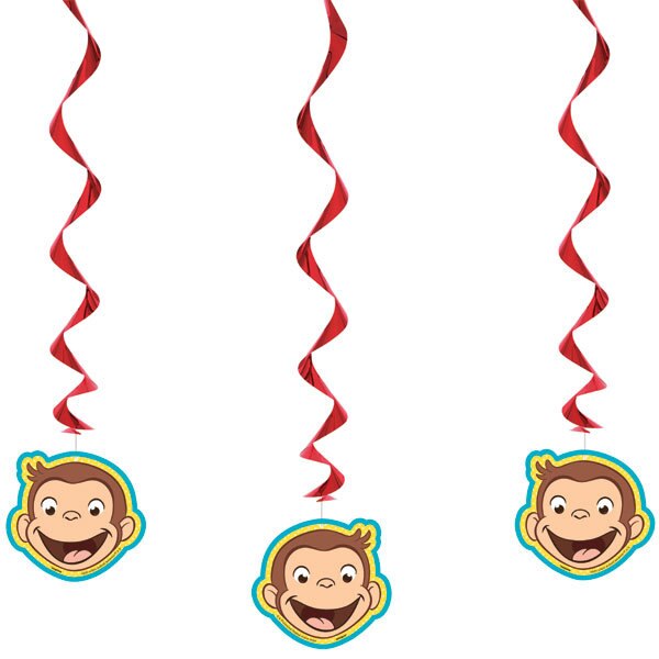 Curious George Dangling Swirl Decorations, 26 inch, 3 count