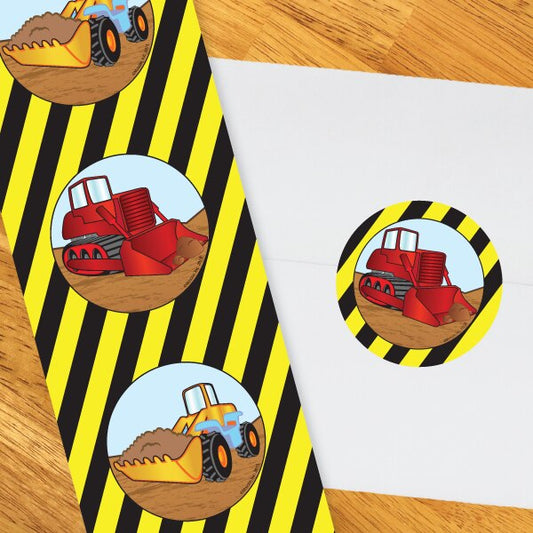 Birthday Direct's Construction Trucks Party Circle Stickers