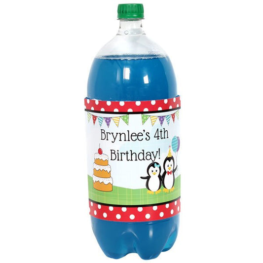 Birthday Direct's Penguin Party Custom Bottle Labels