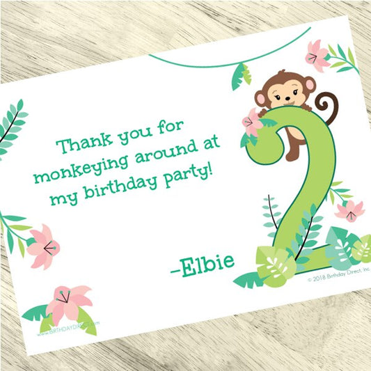 Birthday Direct's Little Monkey 2nd Birthday Custom Thank You
