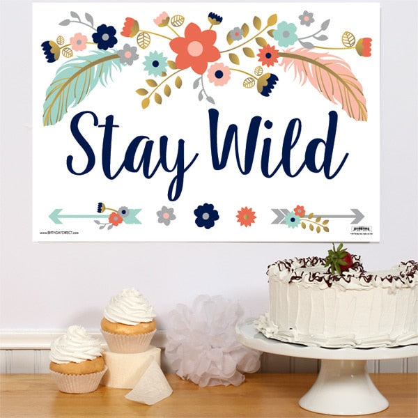 Boho Party Sign, 8.5x11 Printable PDF Digital Download by Birthday Direct