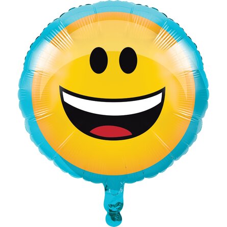 Emoji Party Smile Foil Balloon, 18 inch, each