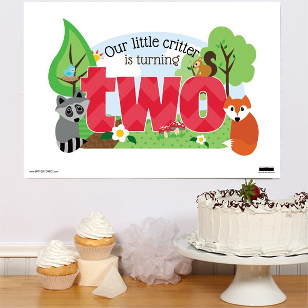 Woodland Animals 2nd Birthday Sign, 8.5x11 Printable PDF Digital Download by Birthday Direct