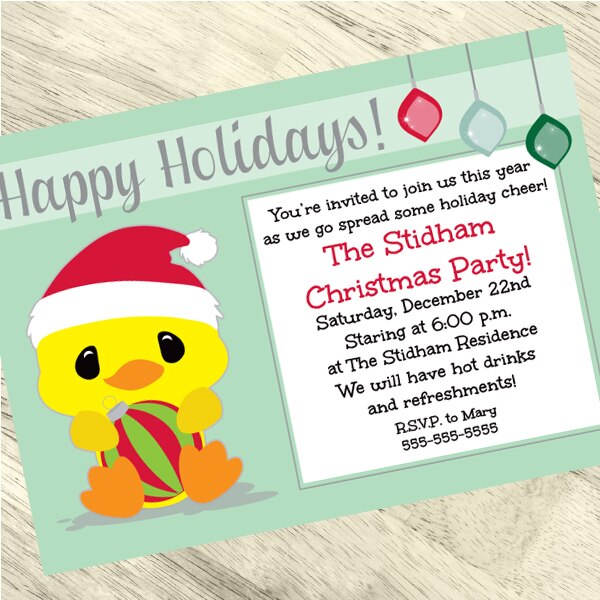 Birthday Direct's Christmas Lil Ducky Party Custom Invitations