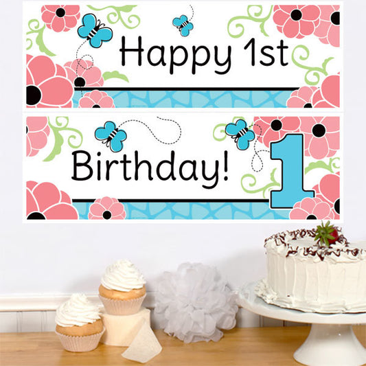 Birthday Direct's Butterfly 1st Birthday Two Piece Banners
