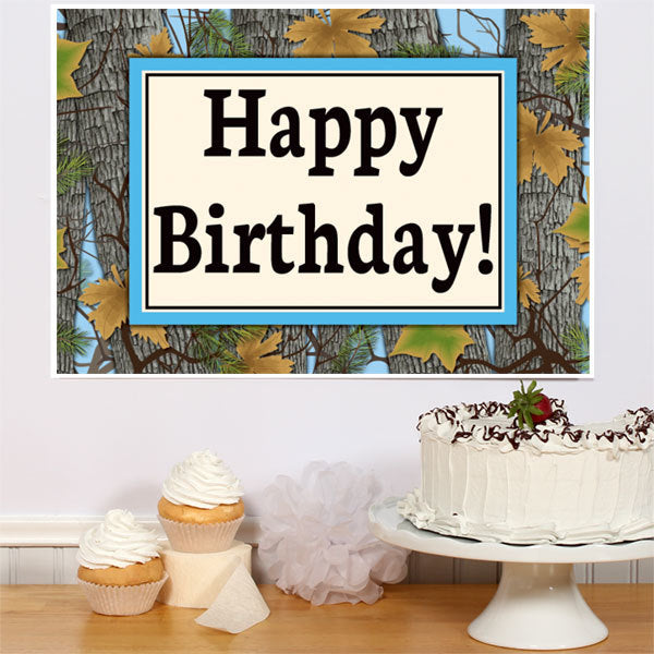 Camouflage Blue Birthday Sign, 8.5x11 Printable PDF Digital Download by Birthday Direct
