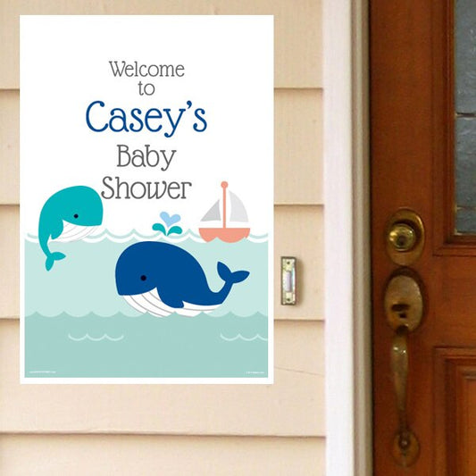 Birthday Direct's Little Whale Baby Shower Blue Custom Door Greeter