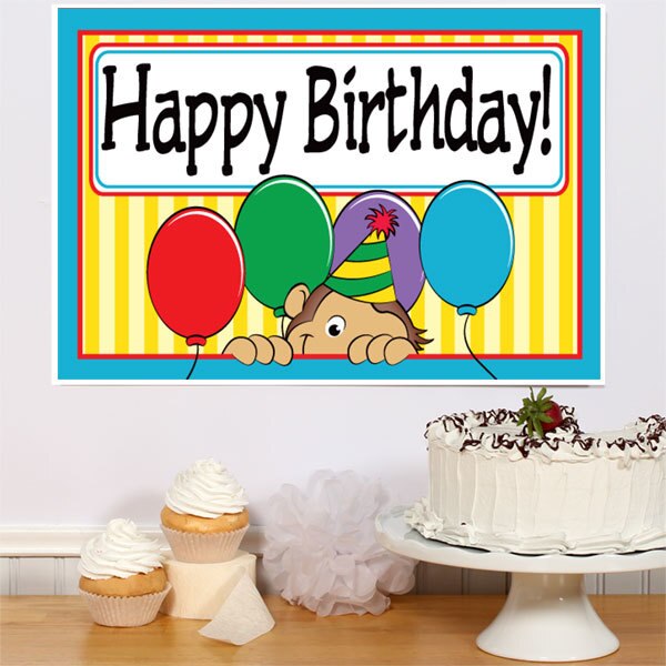 Monkey Cute Birthday Sign, 8.5x11 Printable PDF Digital Download by Birthday Direct